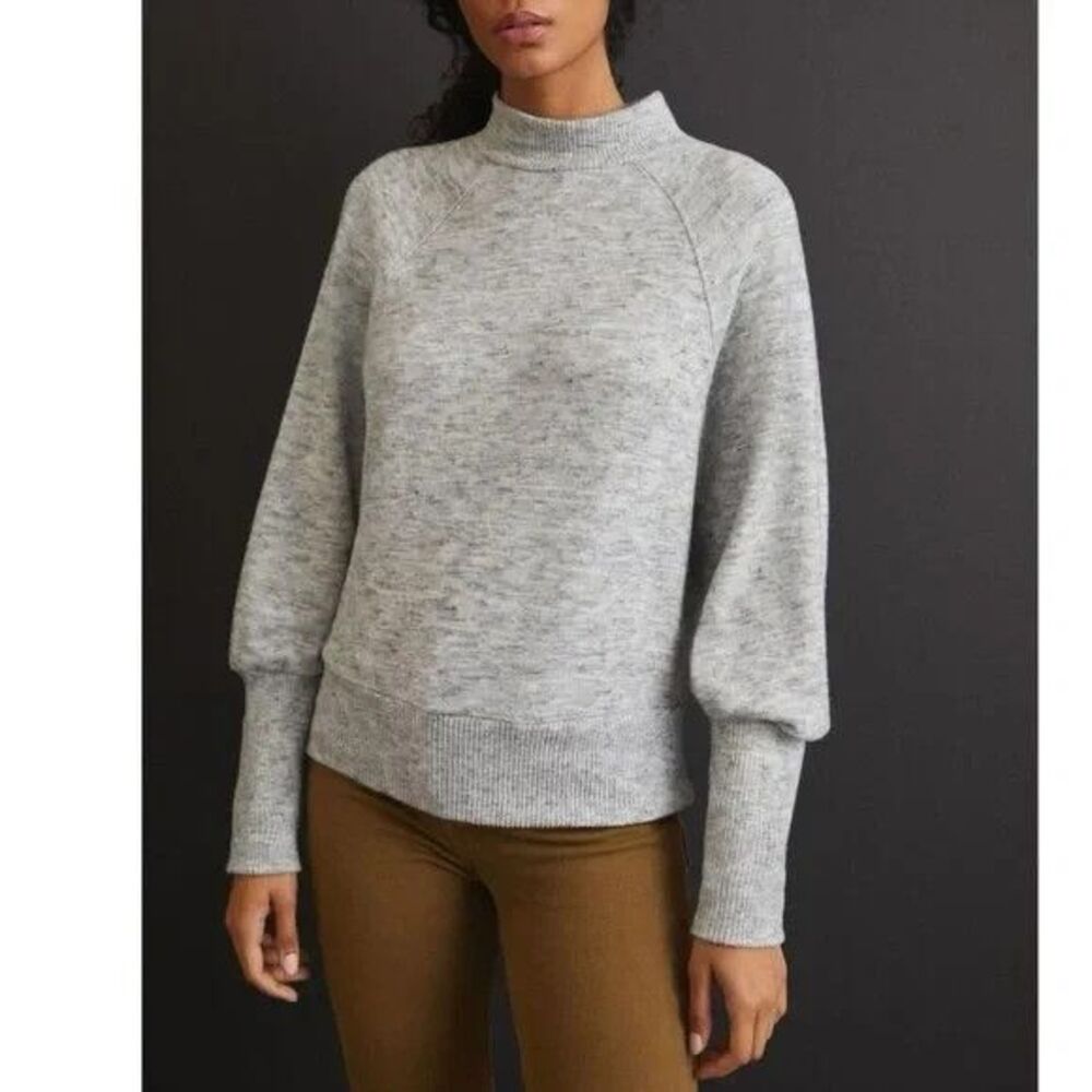 Anthropologie MAEVE Solid Gray The Carys Mock-Neck Raglan Sweater SIZE SMALL